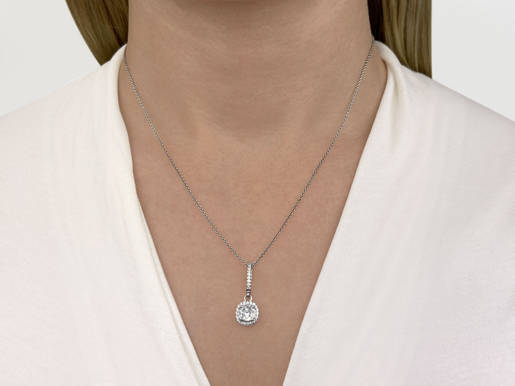 Ravishing Cushion Cut Diamond Drop Lab - Grown Diamond Pendant with 0.68 ct. (0.50 ct. center diamond) - Luxury Time NYC