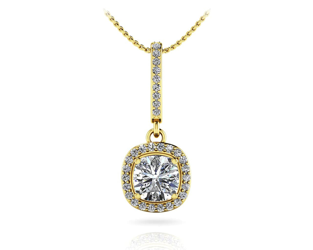 Ravishing Cushion Cut Diamond Drop Lab - Grown Diamond Pendant with 0.68 ct. (0.50 ct. center diamond) - Luxury Time NYC