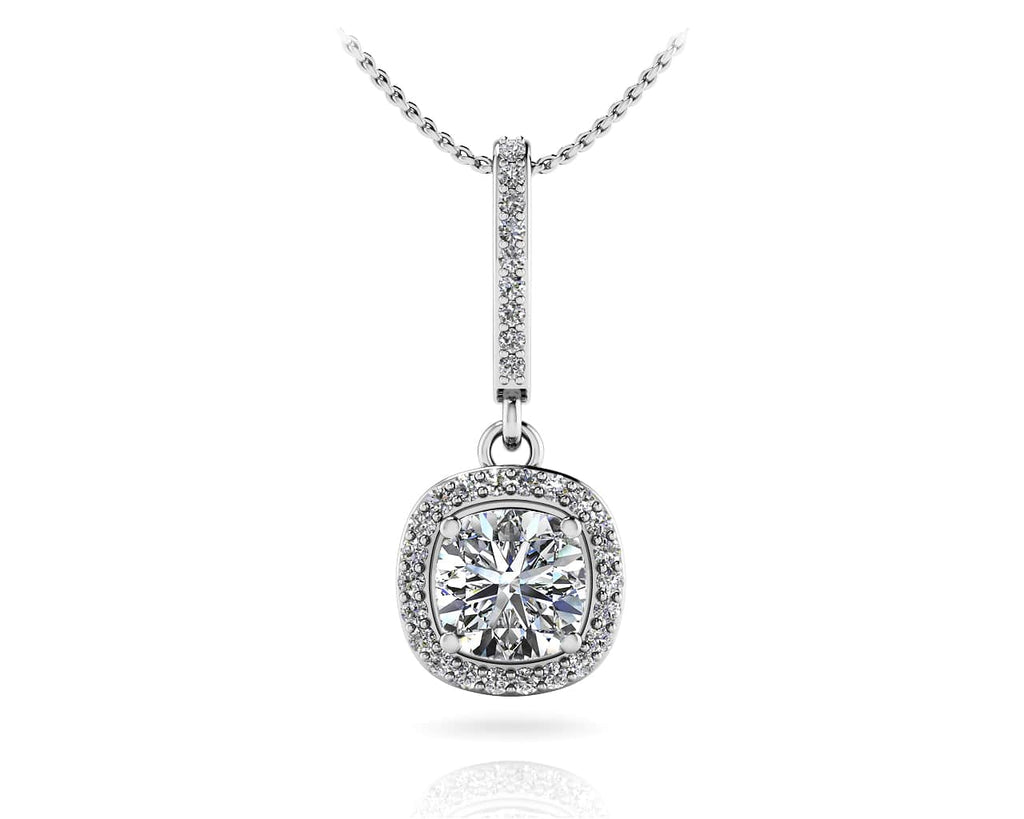 Ravishing Cushion Cut Diamond Drop Lab - Grown Diamond Pendant with 1.20 ct. (1.00 ct. center diamond) - Luxury Time NYC