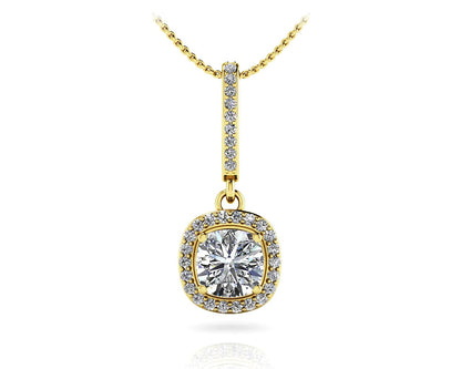 Ravishing Cushion Cut Diamond Drop Pendant with 1.20 ct. (1.00 ct. center diamond) - Luxury Time NYC