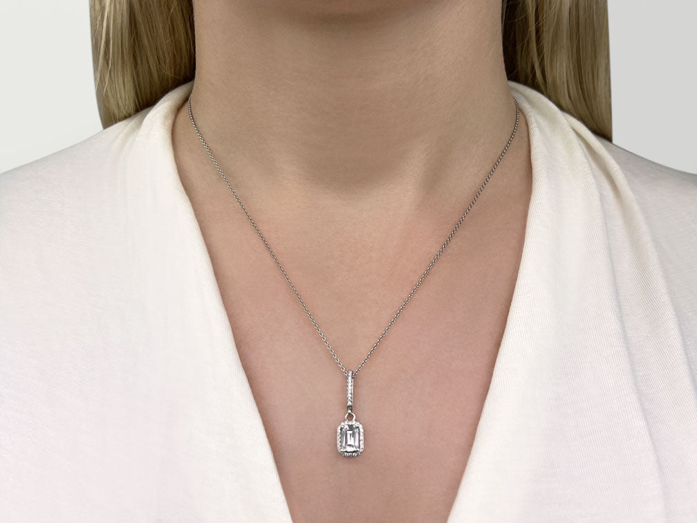 Ravishing Emerald Cut Diamond Pendant with 0.65 ct. (0.50 ct. center diamond) - Luxury Time NYC