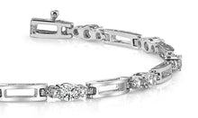 Load image into Gallery viewer, Rectangle Link Diamond Bracelet with 1.00 ct.(finished) 2.2mm, 3.2mm - Luxury Time NYC