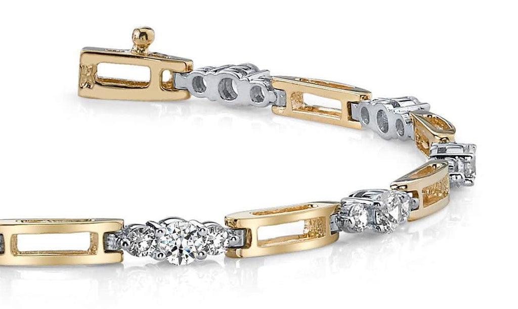 Rectangle Link Diamond Bracelet with 1.00 ct.(finished) 2.2mm, 3.2mm - Luxury Time NYC