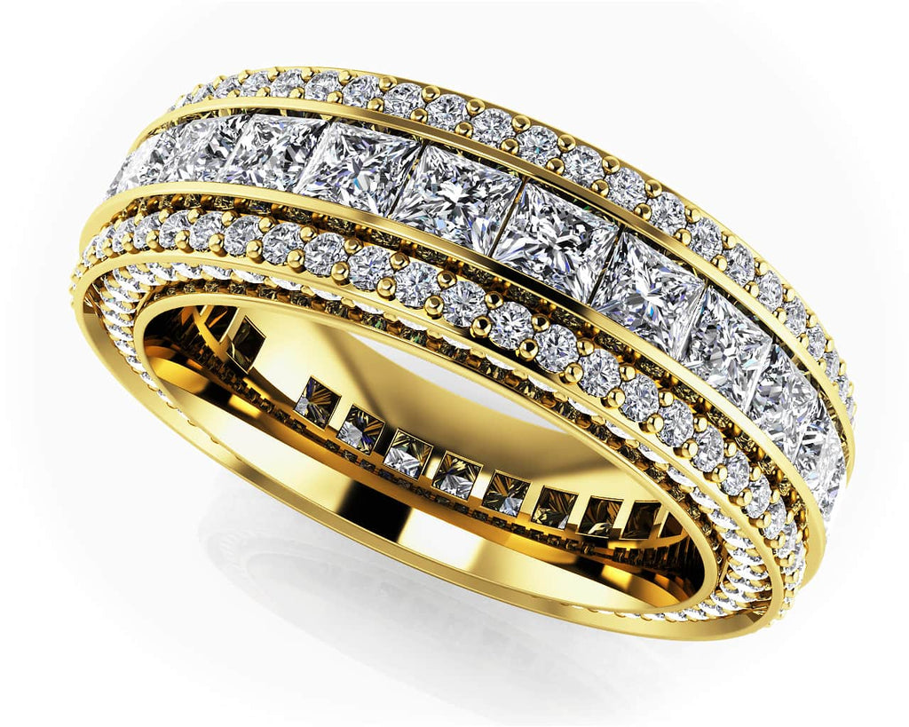 Regal Princess And Round Cut Diamond Eternity Diamond Ring with 3.77 ct.(finished) 1mm, 2.5mm - Luxury Time NYC