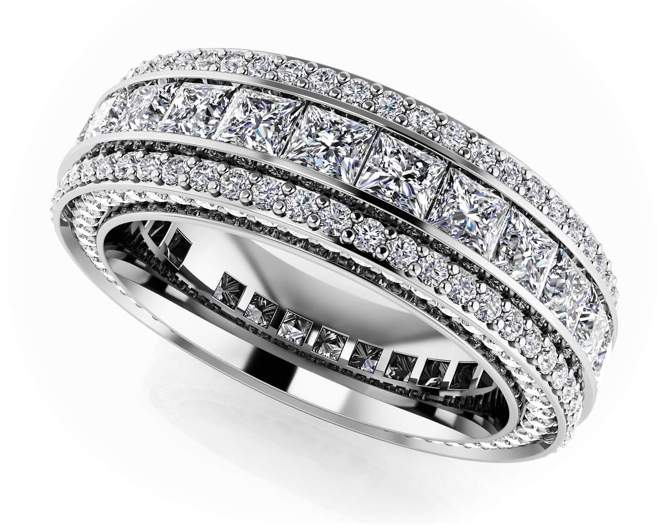 Regal Princess And Round Cut Diamond Eternity Lab - Grown Diamond Ring with 3.77 ct.(finished) 1mm, 2.5mm - Luxury Time NYC