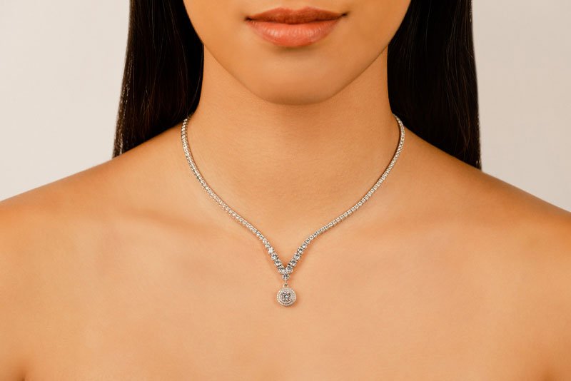 Remarkable Plunging V Neck Diamond Lab - Grown Diamond Necklace with 8.75 ct.(finished) - Luxury Time NYC