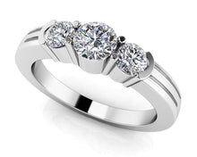 Load image into Gallery viewer, Ridged Band Triple Diamond Ring with 0.51 ct.(finished) 3.2mm, 4mm - Luxury Time NYC