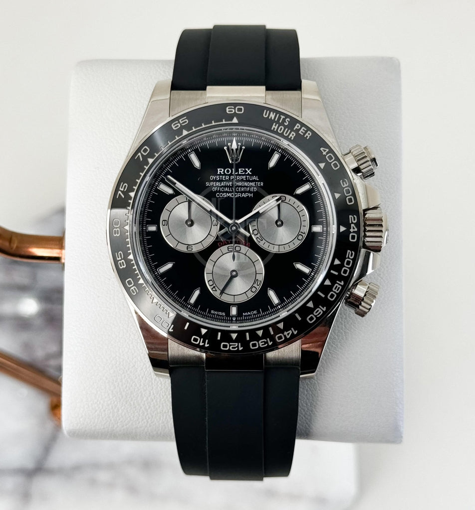 Rolex Cosmograph Daytona 40mm White Gold Black Dial with Oysterflex Bracelet - 126519LN - Luxury Time NYC