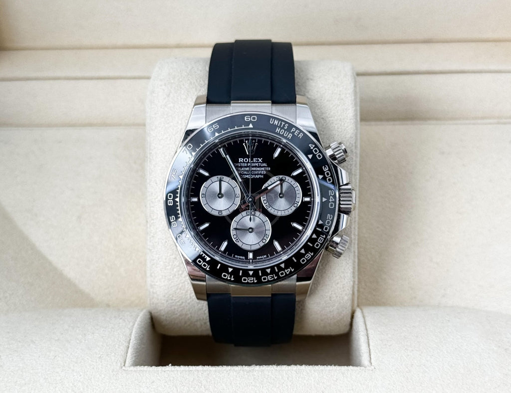 Rolex Cosmograph Daytona 40mm White Gold Black Dial with Oysterflex Bracelet - 126519LN - Luxury Time NYC