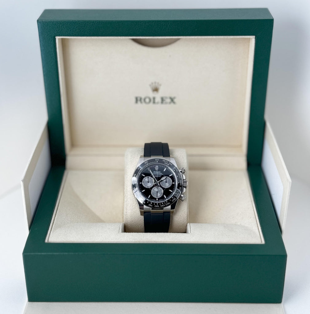 Rolex Cosmograph Daytona 40mm White Gold Black Dial with Oysterflex Bracelet - 126519LN - Luxury Time NYC