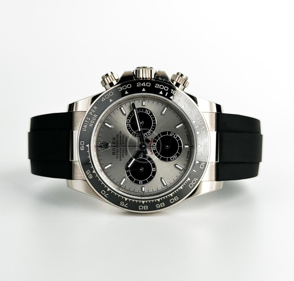 Rolex Cosmograph Daytona 40mm White Gold Grey Steel and Bright Black Oysterflex Bracelet - 126519LN - Luxury Time NYC