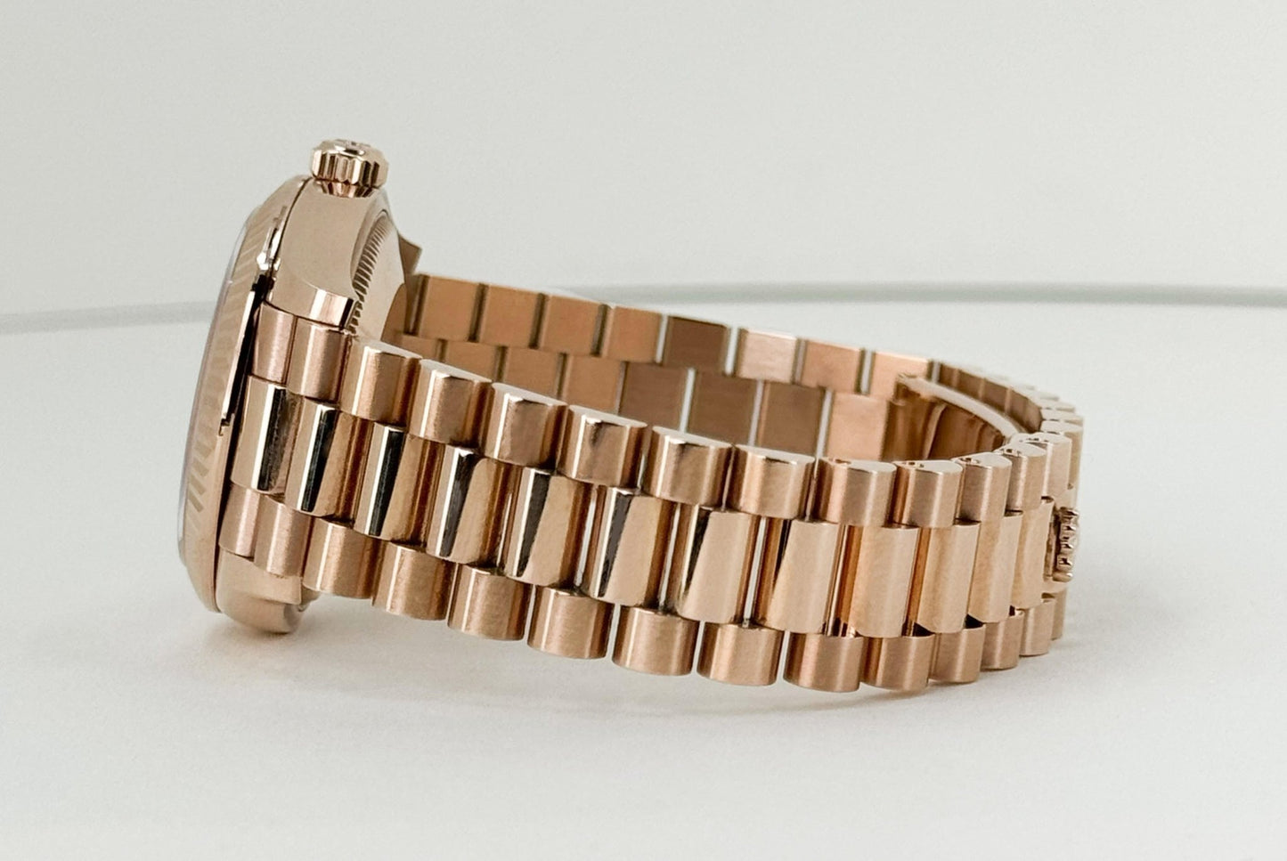 Rolex Datejust 31 Lady Midsize Rose Gold Chocolate Diamond Dial & Fluted Bezel President Bracelet 278275 - Luxury Time NYC