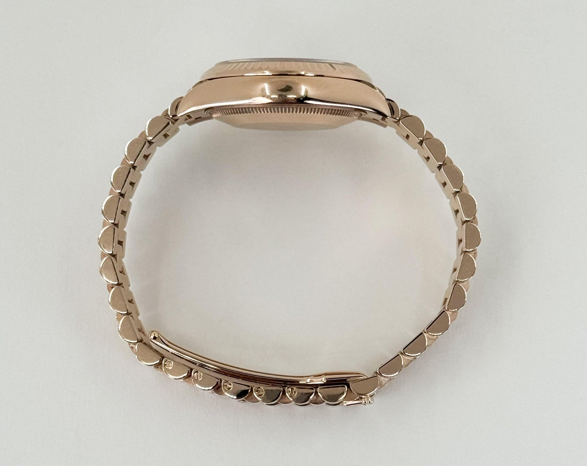 Rolex Datejust 31 Lady Midsize Rose Gold Chocolate Diamond Dial & Fluted Bezel President Bracelet 278275 - Luxury Time NYC