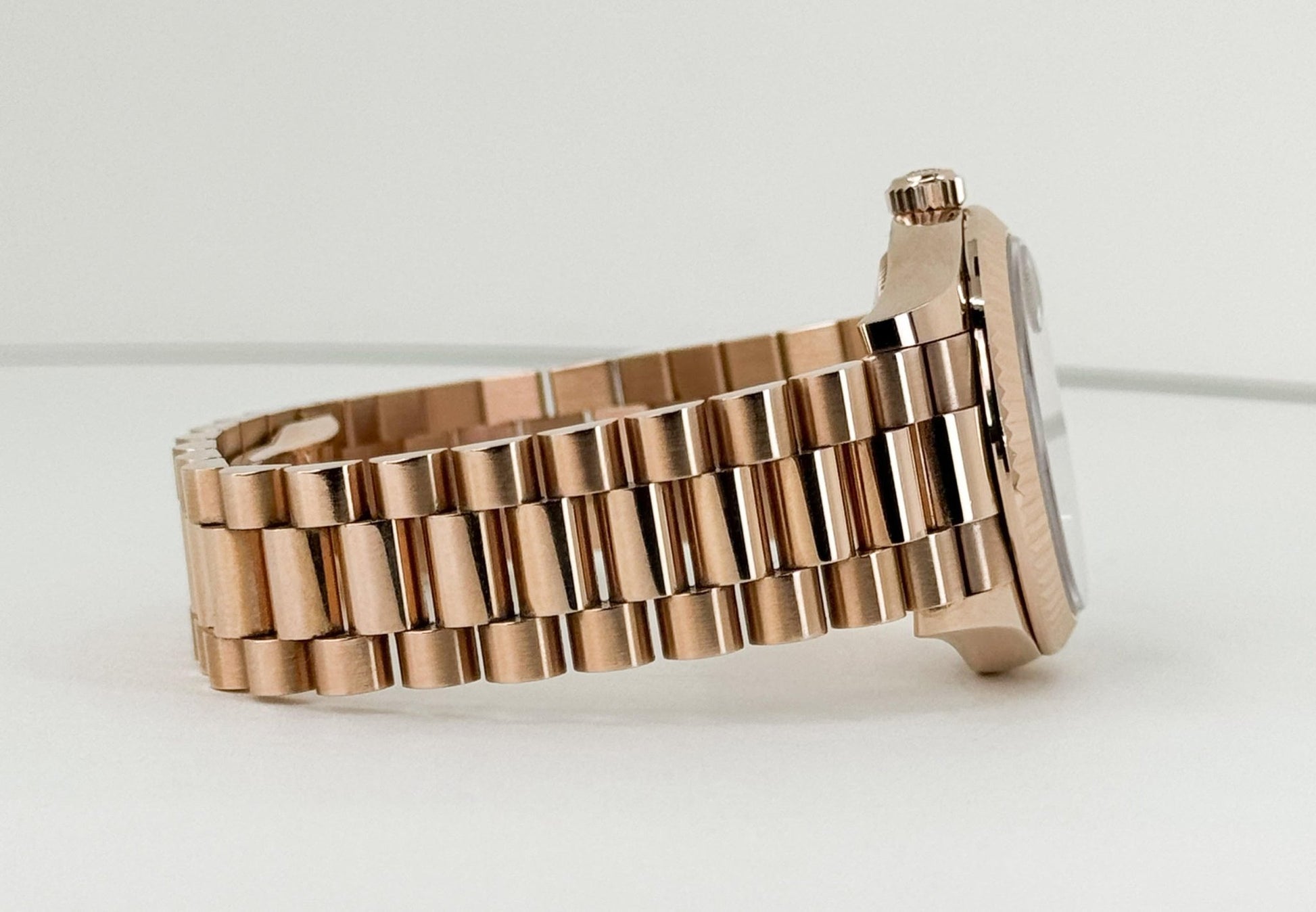 Rolex Datejust 31 Lady Midsize Rose Gold Chocolate Diamond Dial & Fluted Bezel President Bracelet 278275 - Luxury Time NYC