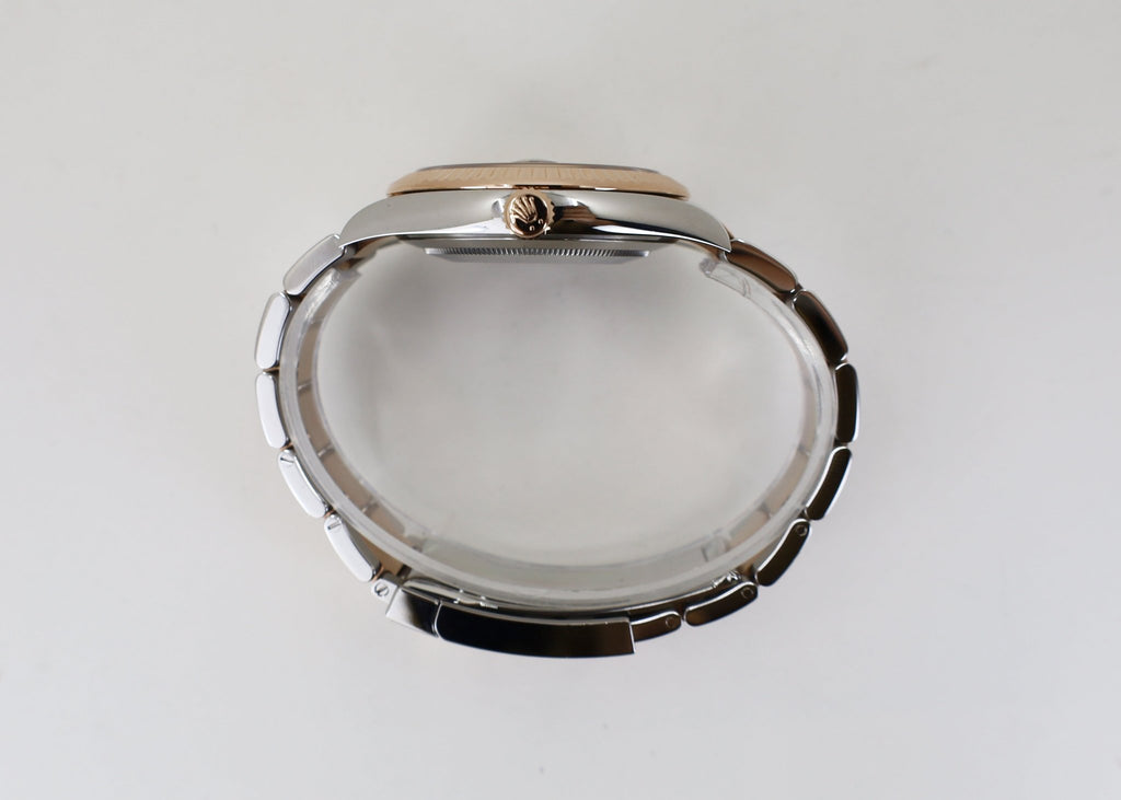 Rolex Datejust 36 Rose Gold/Steel "Wimbledon" Slate Roman Dial & Fluted Bezel Oyster Bracelet 126231 - Luxury Time NYC