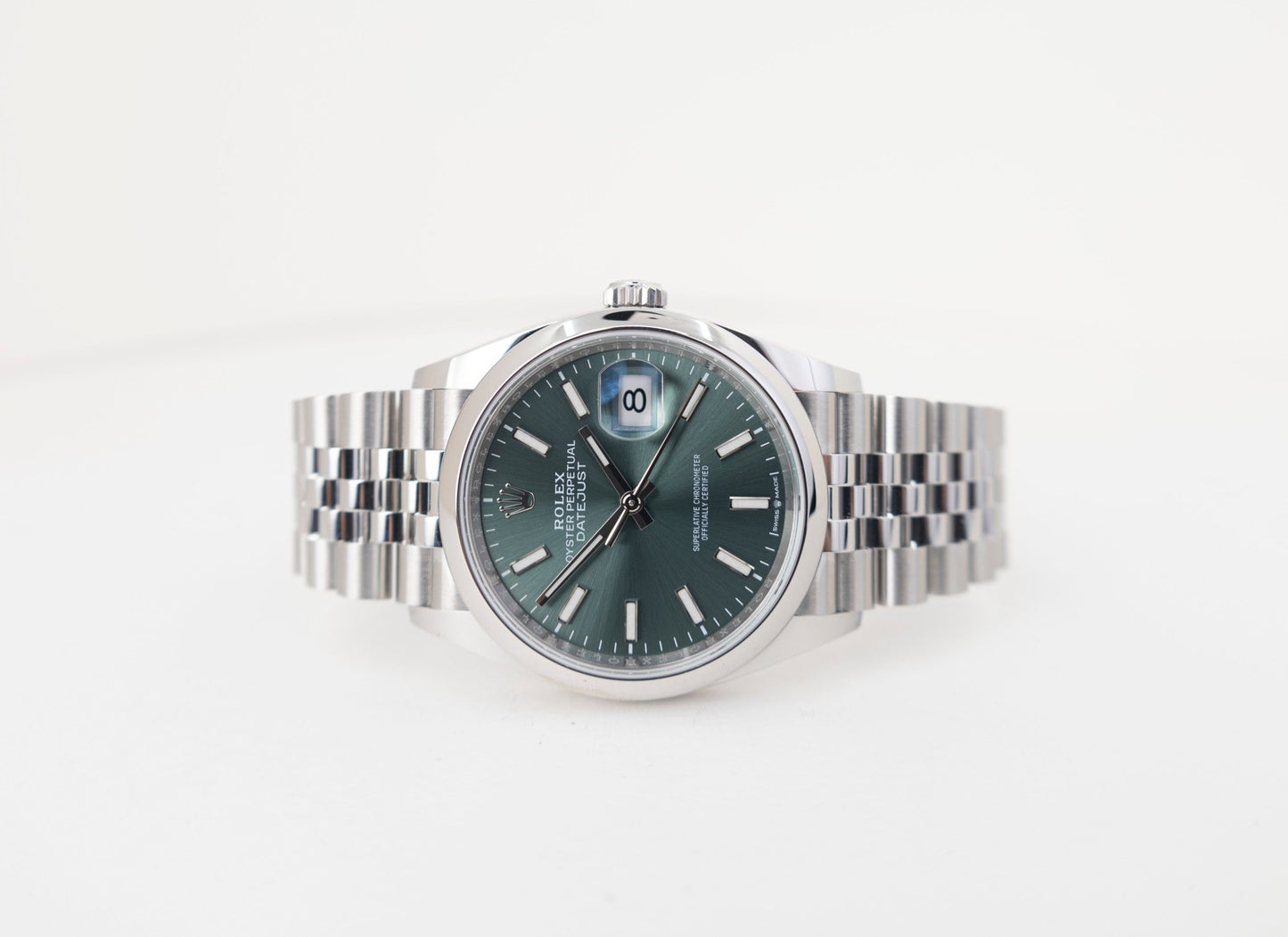 Rolex Datejust 36 Stainless Steel Mint Green Index Dial & Smooth Domed Bezel Jubilee Bracelet 126200 - Luxury Time NYC