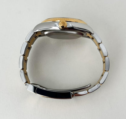 Rolex Datejust 36 Yellow Gold/Steel Champagne Diamond Dial & Fluted Bezel Oyster Bracelet 126233 - Luxury Time NYC