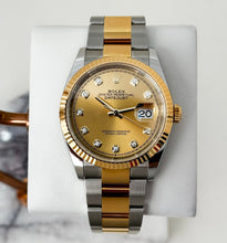 Load image into Gallery viewer, Rolex Datejust 36 Yellow Gold/Steel Champagne Diamond Dial &amp; Fluted Bezel Oyster Bracelet 126233 - Luxury Time NYC