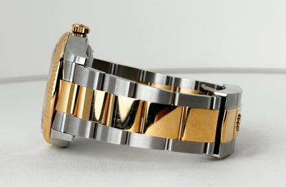 Rolex Datejust 36 Yellow Gold/Steel Champagne Diamond Dial & Fluted Bezel Oyster Bracelet 126233 - Luxury Time NYC