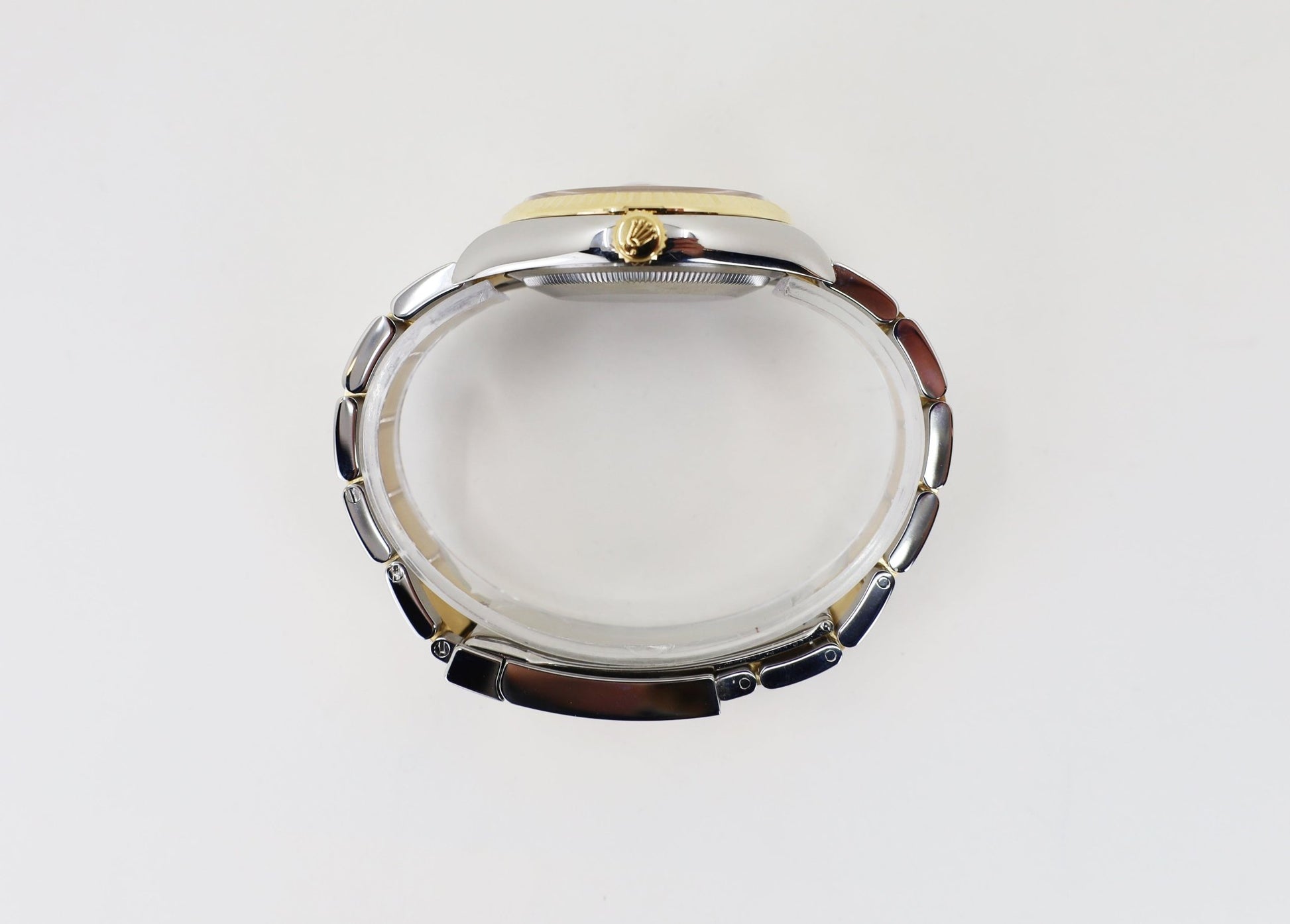 Rolex Datejust 36 Yellow Gold/Steel Golden Palm Motif Index Dial Fluted Bezel Oyster Bracelet 126233 - Luxury Time NYC