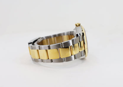 Rolex Datejust 36 Yellow Gold/Steel Golden Palm Motif Index Dial Fluted Bezel Oyster Bracelet 126233 - Luxury Time NYC