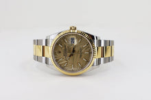 Load image into Gallery viewer, Rolex Datejust 36 Yellow Gold/Steel Golden Palm Motif Index Dial Fluted Bezel Oyster Bracelet 126233 - Luxury Time NYC