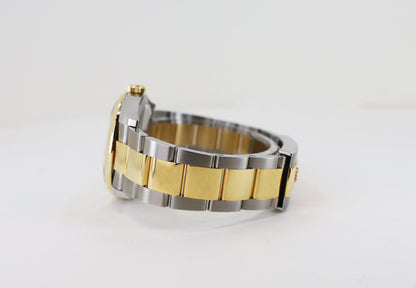 Rolex Datejust 36 Yellow Gold/Steel Golden Palm Motif Index Dial Fluted Bezel Oyster Bracelet 126233 - Luxury Time NYC