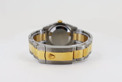 Rolex Datejust 36 Yellow Gold/Steel Golden Palm Motif Index Dial Fluted Bezel Oyster Bracelet 126233 - Luxury Time NYC