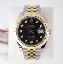 Load image into Gallery viewer, Rolex Datejust 41 Yellow Gold/Steel Black Diamond Dial Fluted Bezel Jubilee Bracelet 126333 - Luxury Time NYC