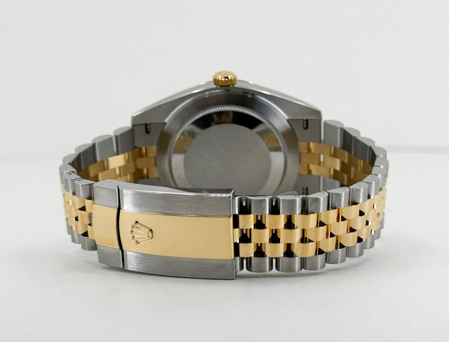 Rolex Datejust 41 Yellow Gold/Steel Champagne Diamond Dial Fluted Bezel Jubilee Bracelet 126333 - Luxury Time NYC