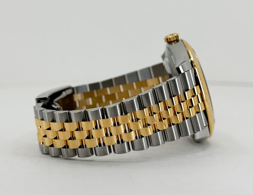 Rolex Datejust 41 Yellow Gold/Steel Champagne Diamond Dial Fluted Bezel Jubilee Bracelet 126333 - Luxury Time NYC