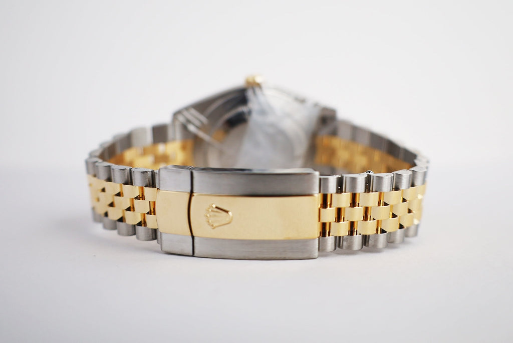 Rolex Datejust 41 Yellow Gold/Steel Slate Roman Dial Fluted Bezel Jubilee Bracelet 126333 - Luxury Time NYC
