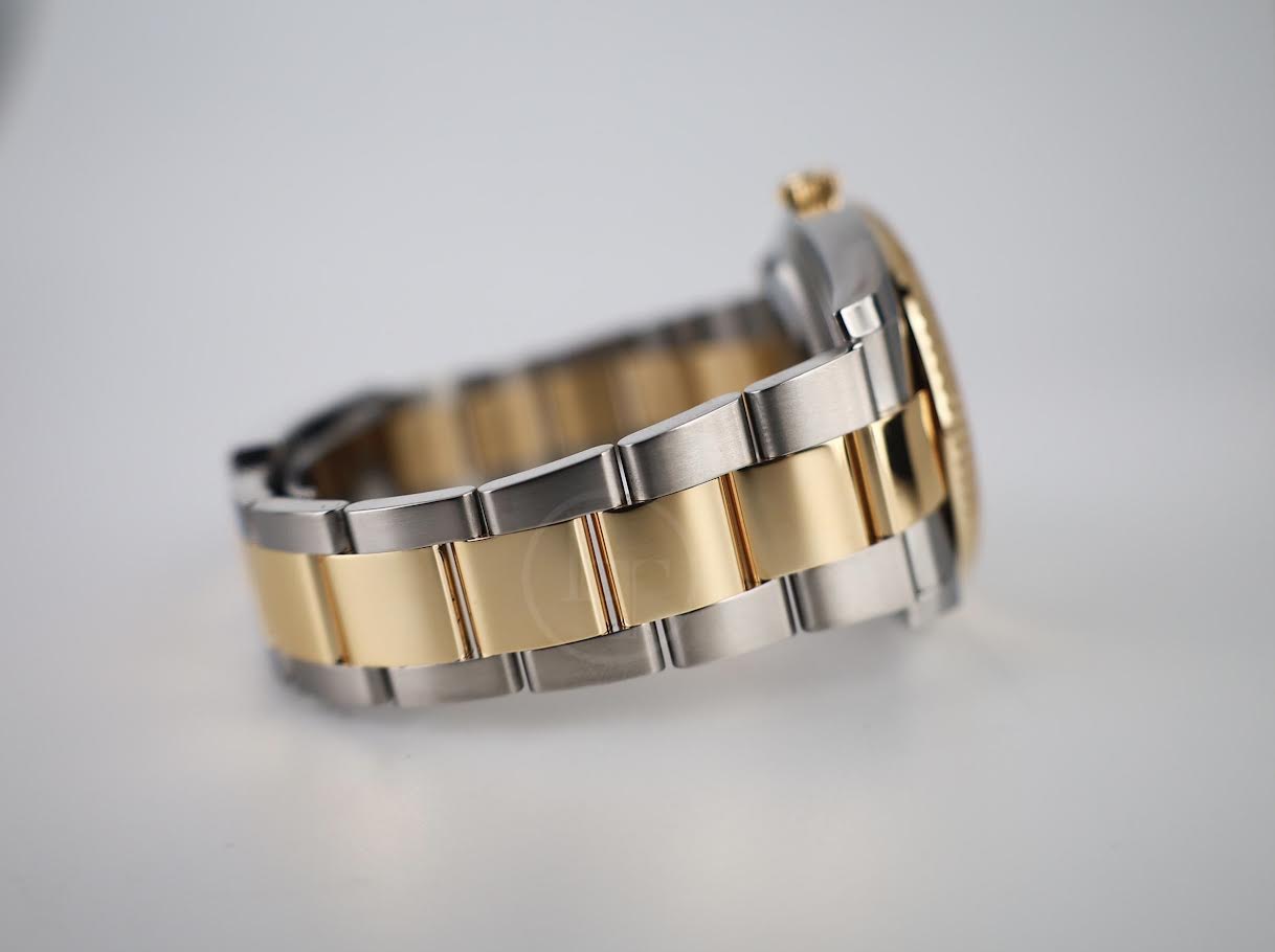 Rolex Datejust 41 Yellow Gold/Steel White Mother of Pearl Diamond Dial Fluted Bezel Oyster Bracelet 126333 - Luxury Time NYC