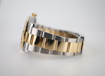 Rolex Datejust 41 Yellow Gold/Steel White Mother of Pearl Diamond Dial Fluted Bezel Oyster Bracelet 126333 - Luxury Time NYC