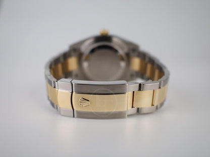 Rolex Datejust 41 Yellow Gold/Steel White Mother of Pearl Diamond Dial Fluted Bezel Oyster Bracelet 126333 - Luxury Time NYC