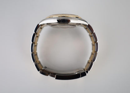 Rolex Datejust 41 Yellow Gold/Steel White Mother of Pearl Diamond Dial Fluted Bezel Oyster Bracelet 126333 - Luxury Time NYC