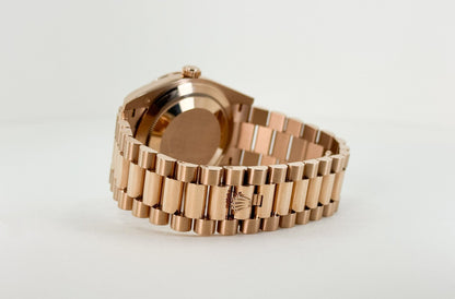 Rolex Day-Date 40 Rose Gold Eisenkiesel Diamond Dial & Diamond Bezel President Bracelet - 228345RBR - Luxury Time NYC