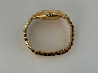 Rolex Day-Date 40 Yellow Gold Silver Roman Dial & Fluted Bezel President Bracelet 228238 - Luxury Time NYC