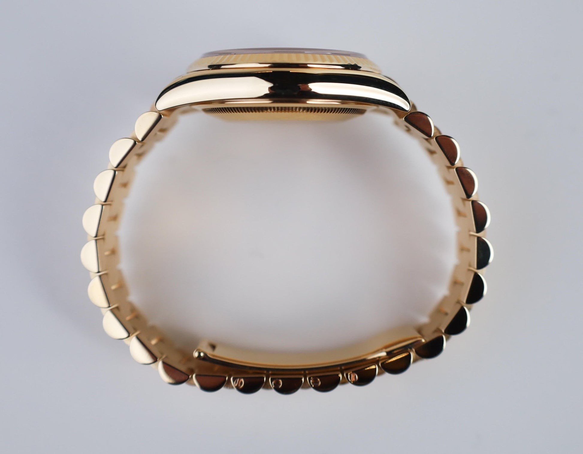 Rolex Day-Date 40 Yellow Gold Watch - Fluted Bezel - Green Roman Dial - President Bracelet - 228238 grrp - Luxury Time NYC