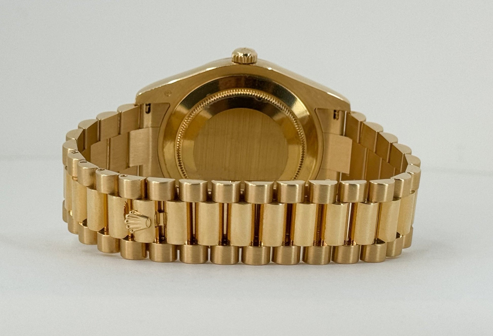 Rolex Day-Date 41 Yellow Gold Champagne Diamond Dial & Fluted Bezel President Bracelet - 218238 - Luxury Time NYC