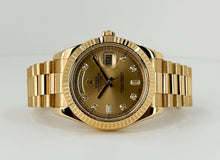 Load image into Gallery viewer, Rolex Day-Date 41 Yellow Gold Champagne Diamond Dial &amp; Fluted Bezel President Bracelet - 218238 - Luxury Time NYC