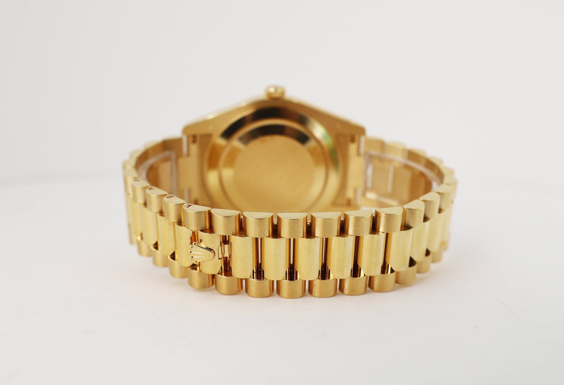 Rolex Day-Date II Yellow Gold 41mm Black Roman Fluted President Bracelet 218238 - Luxury Time NYC