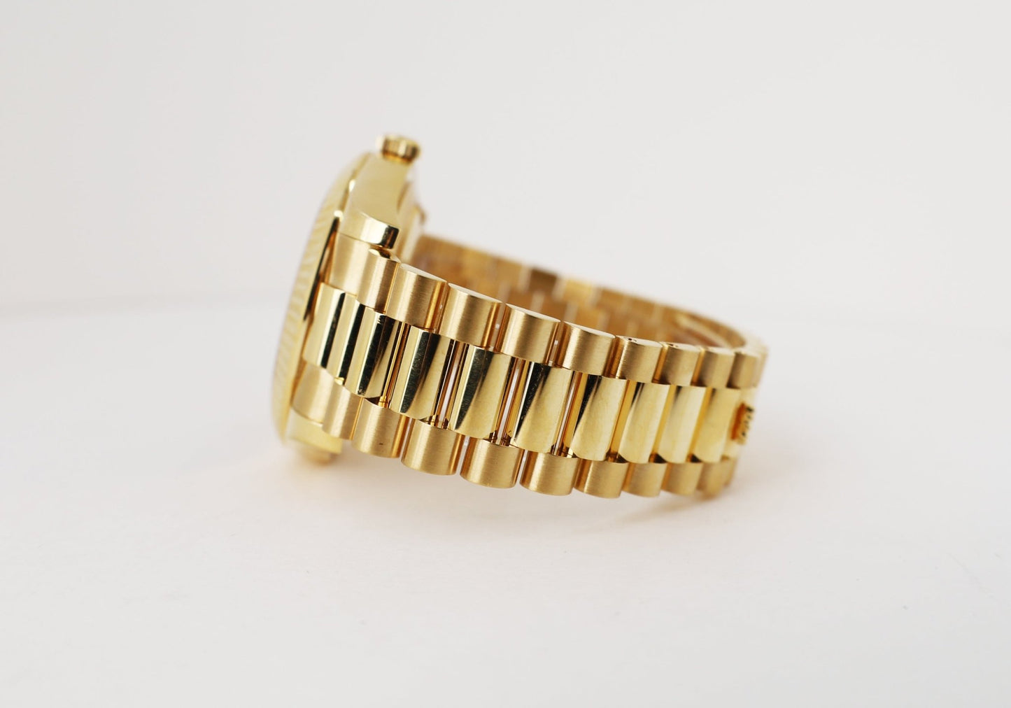 Rolex Day-Date II Yellow Gold 41mm Black Roman Fluted President Bracelet 218238 - Luxury Time NYC