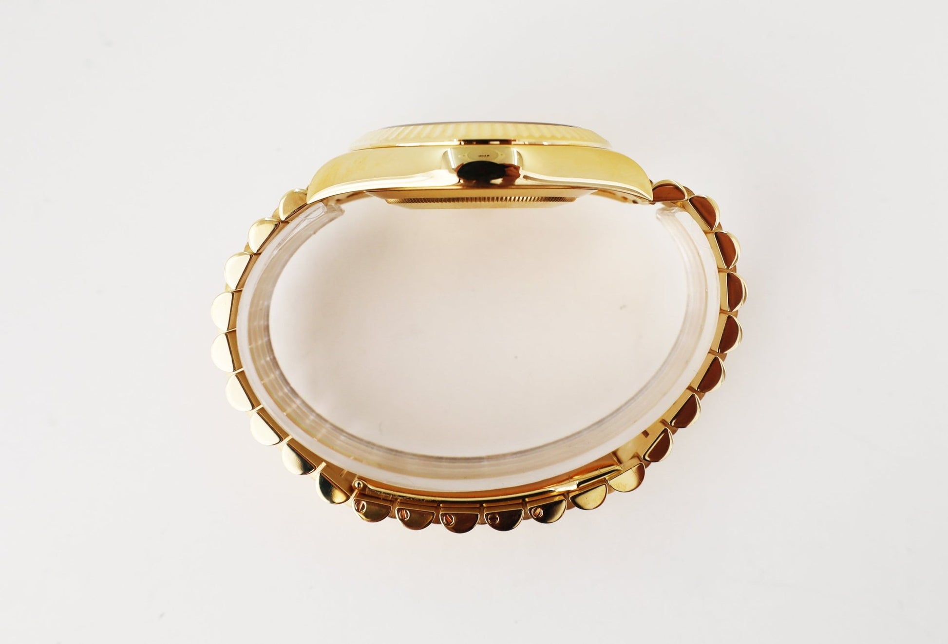 Rolex Day-Date II Yellow Gold 41mm Black Roman Fluted President Bracelet 218238 - Luxury Time NYC