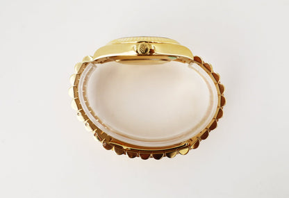 Rolex Day-Date II Yellow Gold 41mm Black Roman Fluted President Bracelet 218238 - Luxury Time NYC