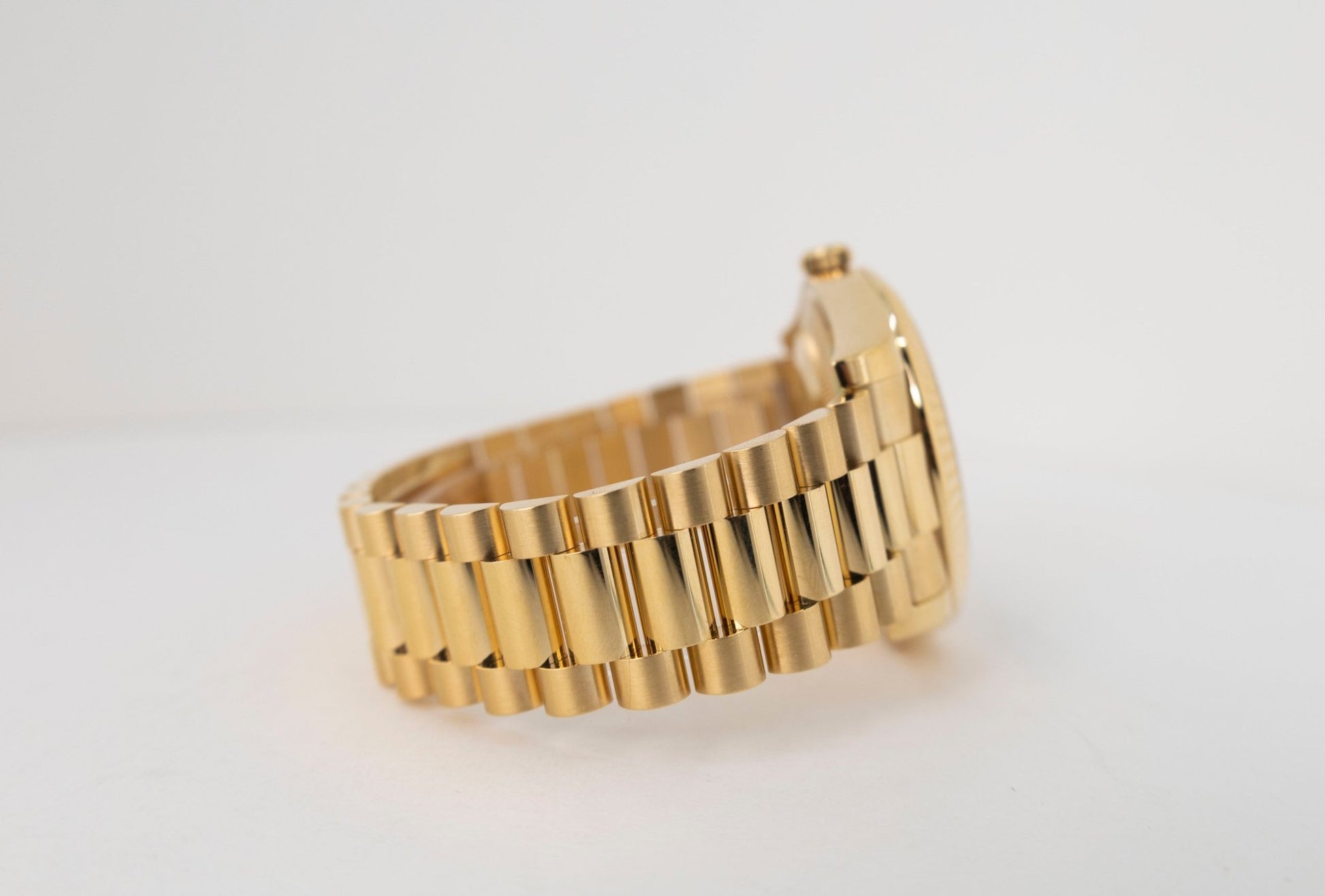 Rolex Day-Date II Yellow Gold 41mm Black Roman Fluted President Bracelet 218238 - Luxury Time NYC