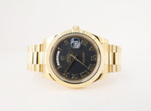 Load image into Gallery viewer, Rolex Day-Date II Yellow Gold 41mm Black Roman Fluted President Bracelet 218238 - Luxury Time NYC