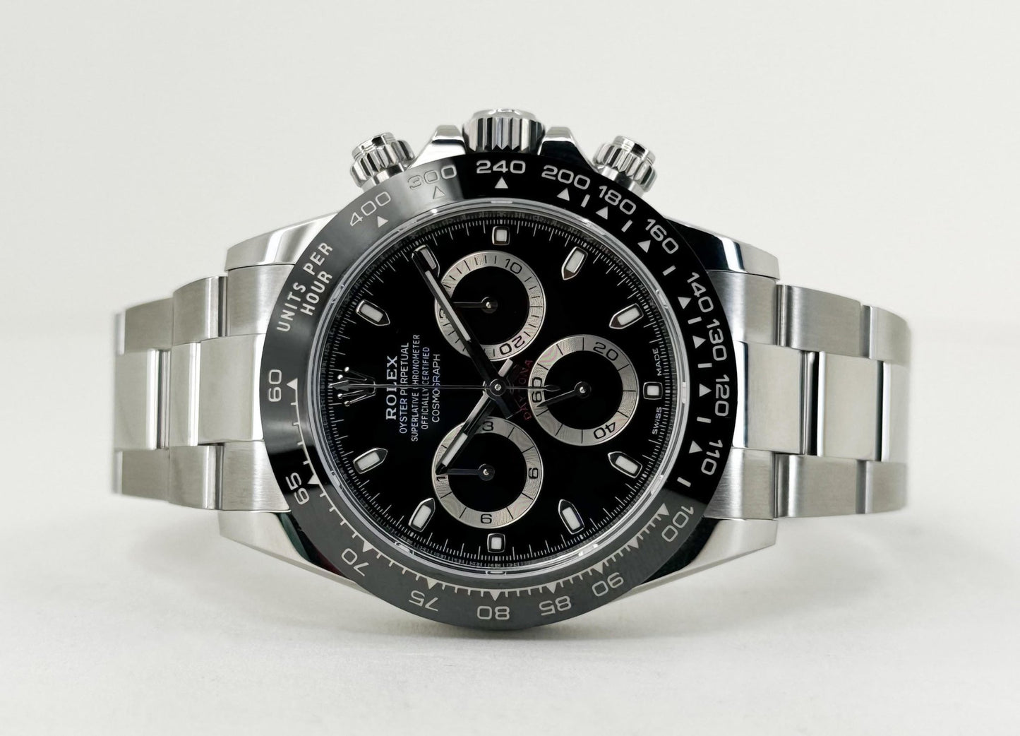 Rolex Daytona Stainless Steel Black Index Dial Ceramic Bezel Oyster Bracelet 116500LN - Luxury Time NYC