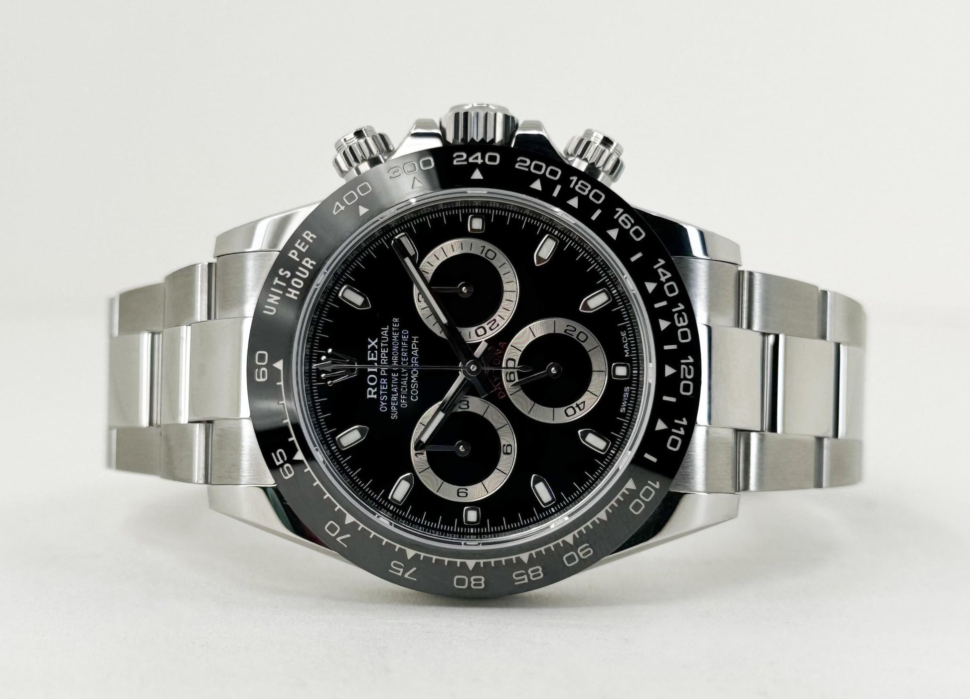 Rolex Daytona Stainless Steel Black Index Dial Ceramic Bezel Oyster Bracelet 116500LN - Luxury Time NYC