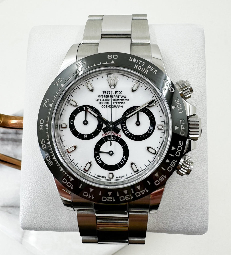 Rolex Daytona Stainless Steel White Index Dial Ceramic Bezel Oyster Bracelet 116500LN - Luxury Time NYC